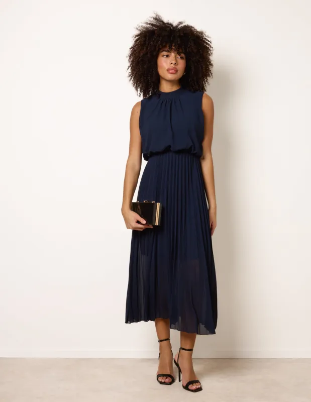 Metallic Sleeveless Pleated Dress sold by Blue Vanilla