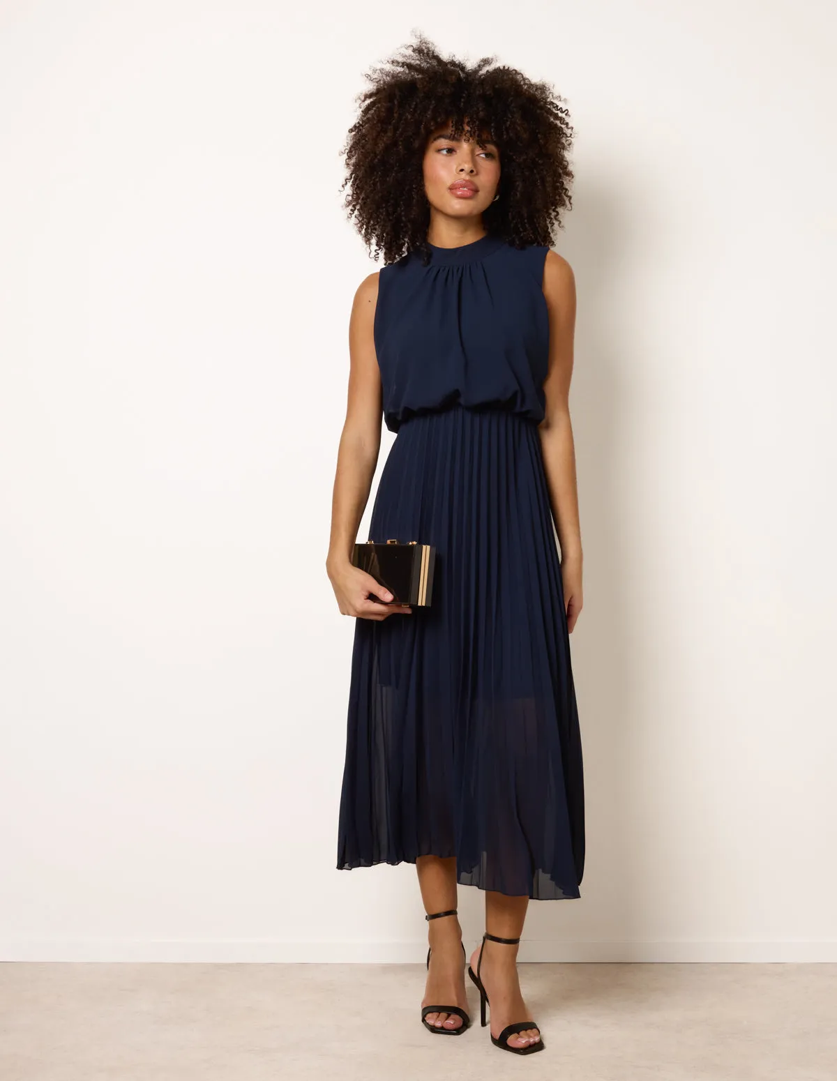 Metallic Sleeveless Pleated Dress sold by Blue Vanilla