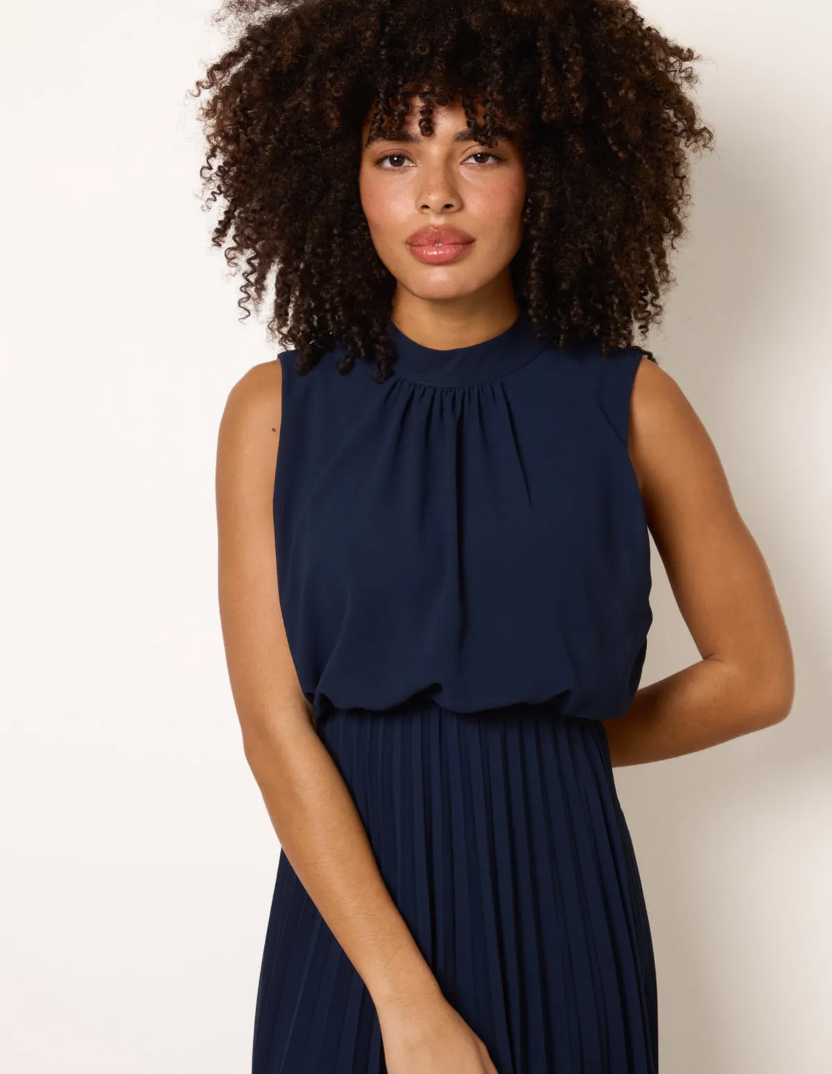 Metallic Sleeveless Pleated Dress sold by Blue Vanilla product image thumbnail 3