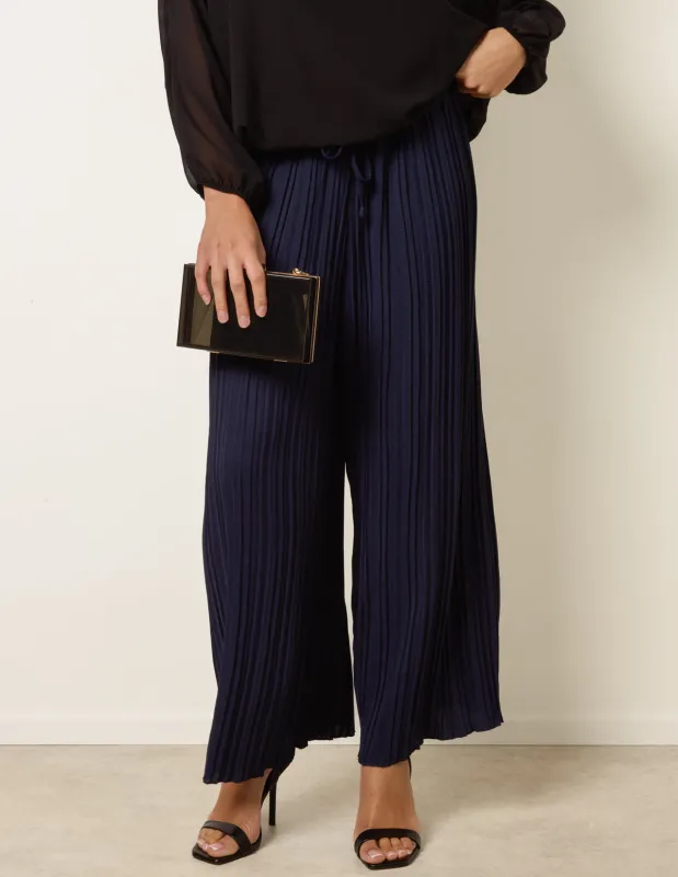 Wide Leg Plisse Drawstring Trousers sold by Blue Vanilla