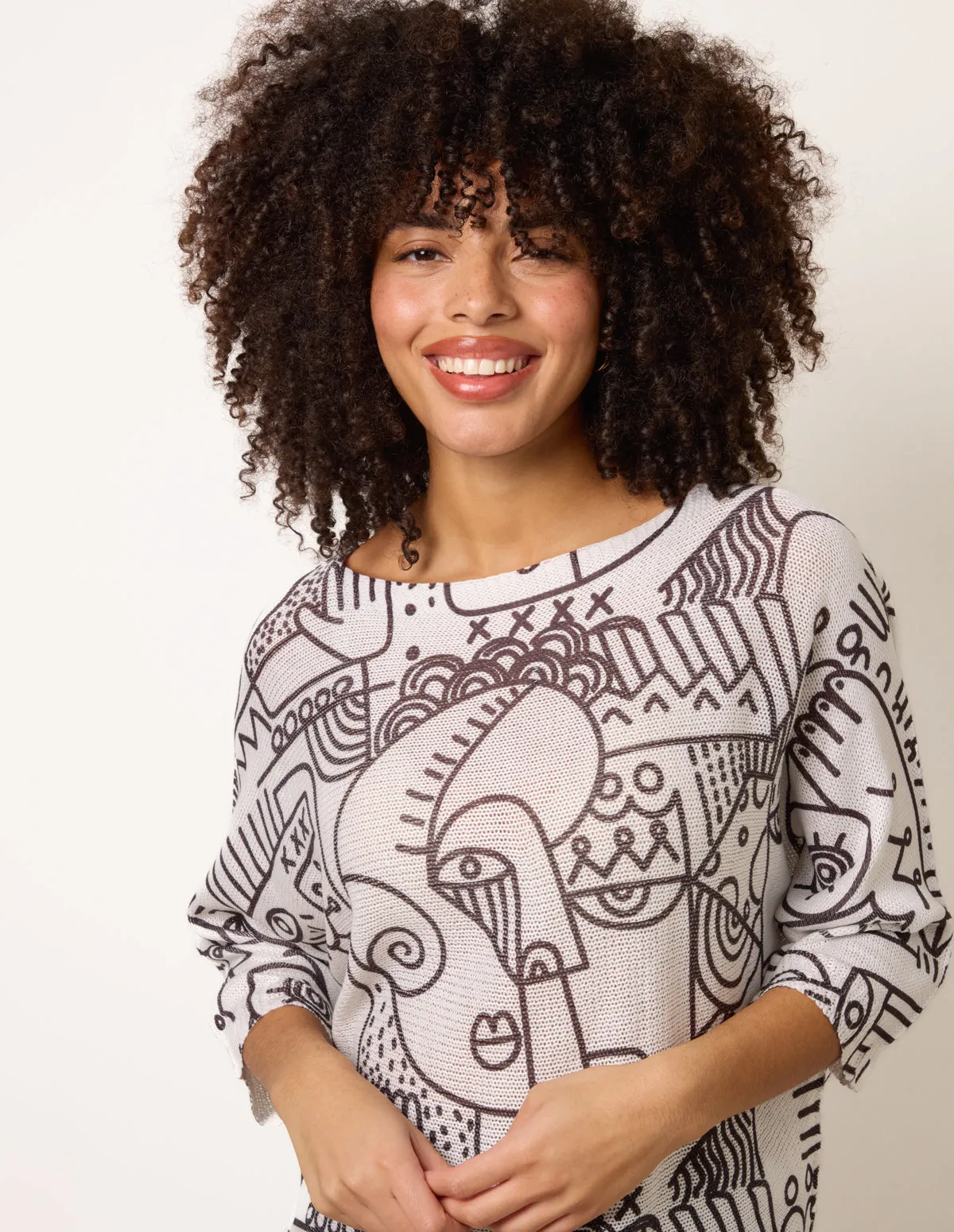 Mono Face Art Fine Gauge Jumper sold by Blue Vanilla