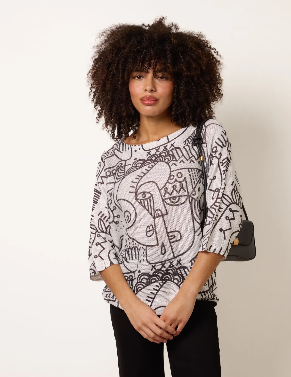 Mono Face Art Fine Gauge Jumper sold by Blue Vanilla product image thumbnail 2