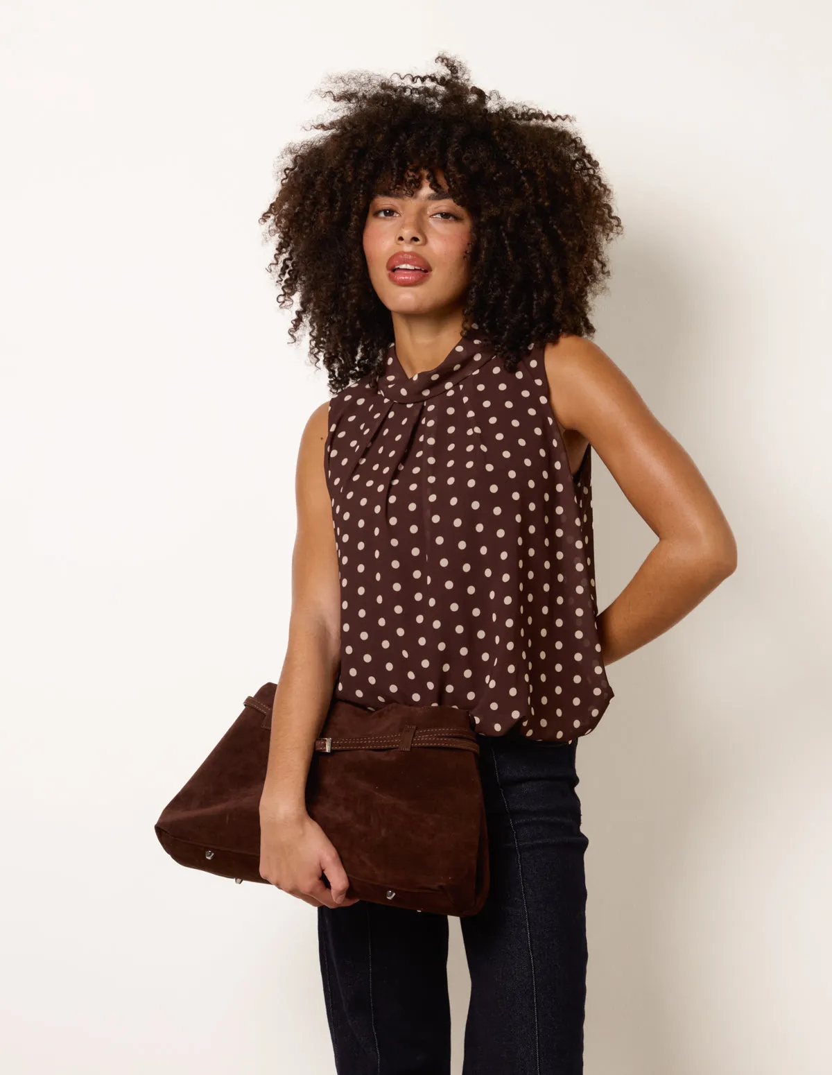 Polka Dot Sleeveless Cowl Neck Top sold by Blue Vanilla product image thumbnail 4