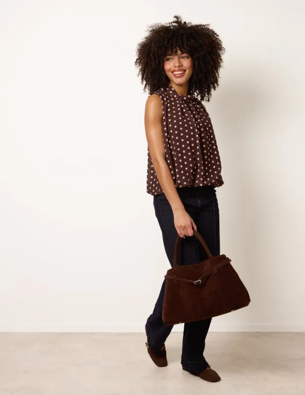 Polka Dot Sleeveless Cowl Neck Top sold by Blue Vanilla