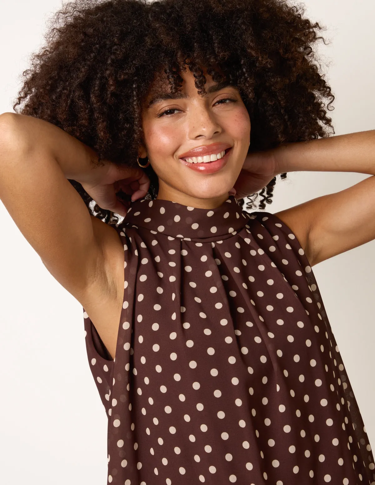 Polka Dot Sleeveless Cowl Neck Top sold by Blue Vanilla product image thumbnail 2