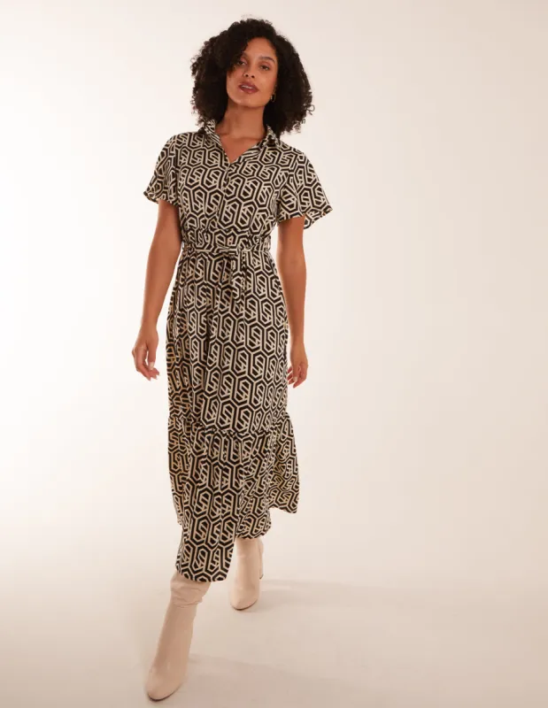 Geometric Tiered Midi Dress sold by Blue Vanilla