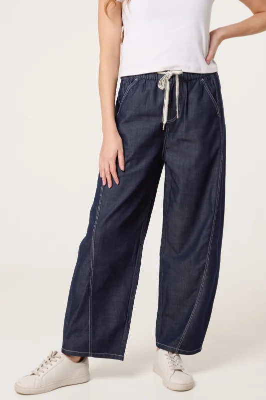 Elastic Waist Seam Detail Jeans sold by Blue Vanilla