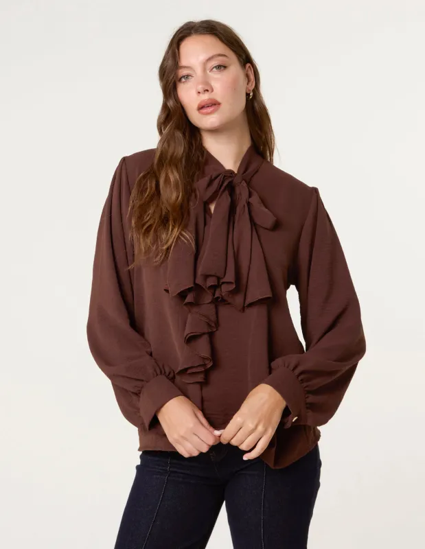 Ruffle Pussybow Blouse sold by Blue Vanilla