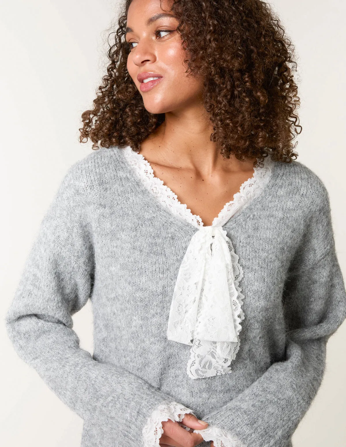 Lace Trim Pussybow Jumper sold by Blue Vanilla product image thumbnail 2