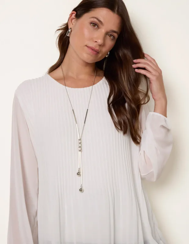 Pleated Top With Gold Necklace sold by Blue Vanilla