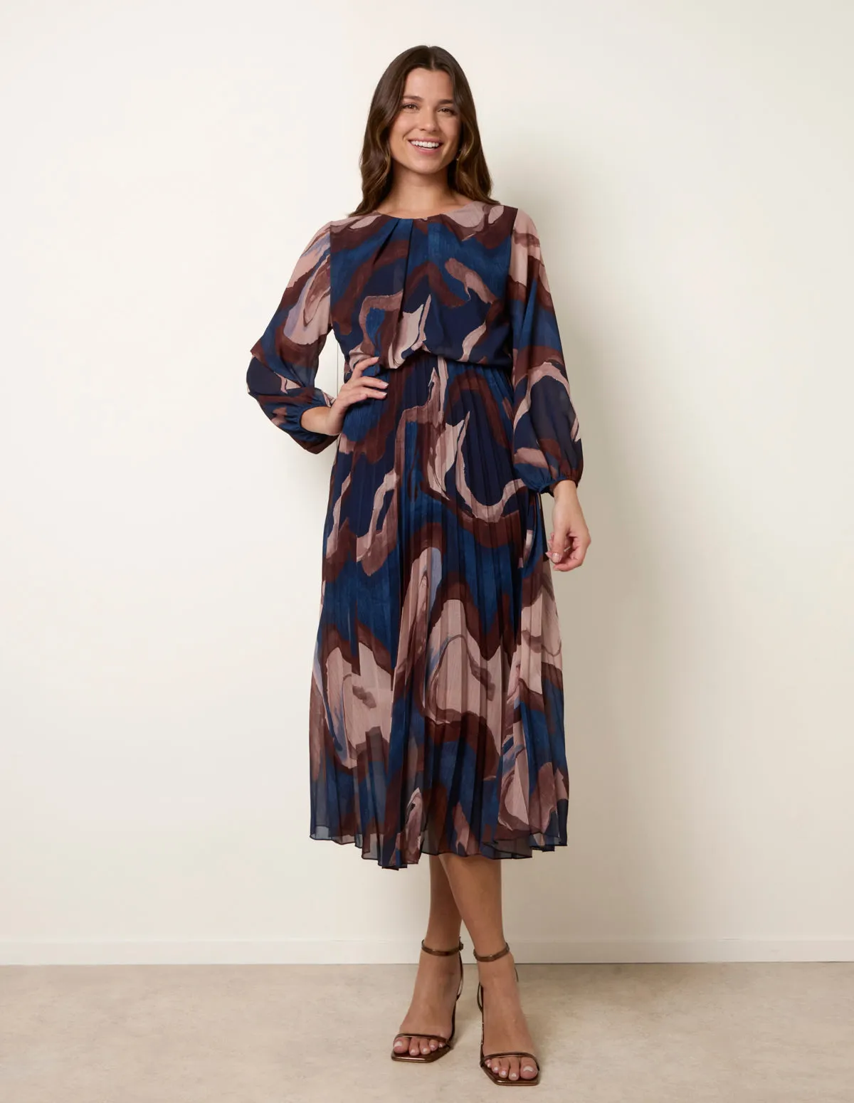 Marble Pleated Dress sold by Blue Vanilla