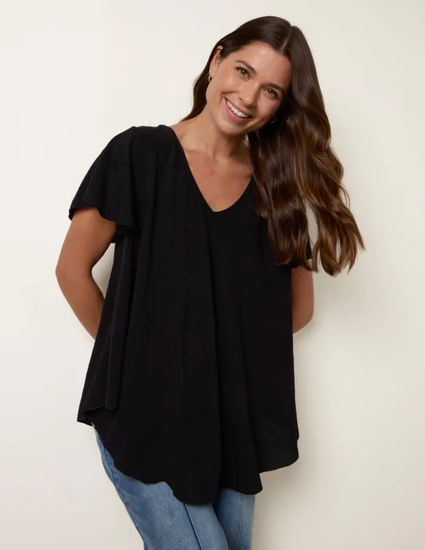Frill Sleeve V Top sold by Blue Vanilla