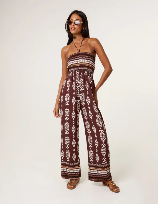 Ethnic Print Strapless Elasticated Jumpsuit sold by Blue Vanilla
