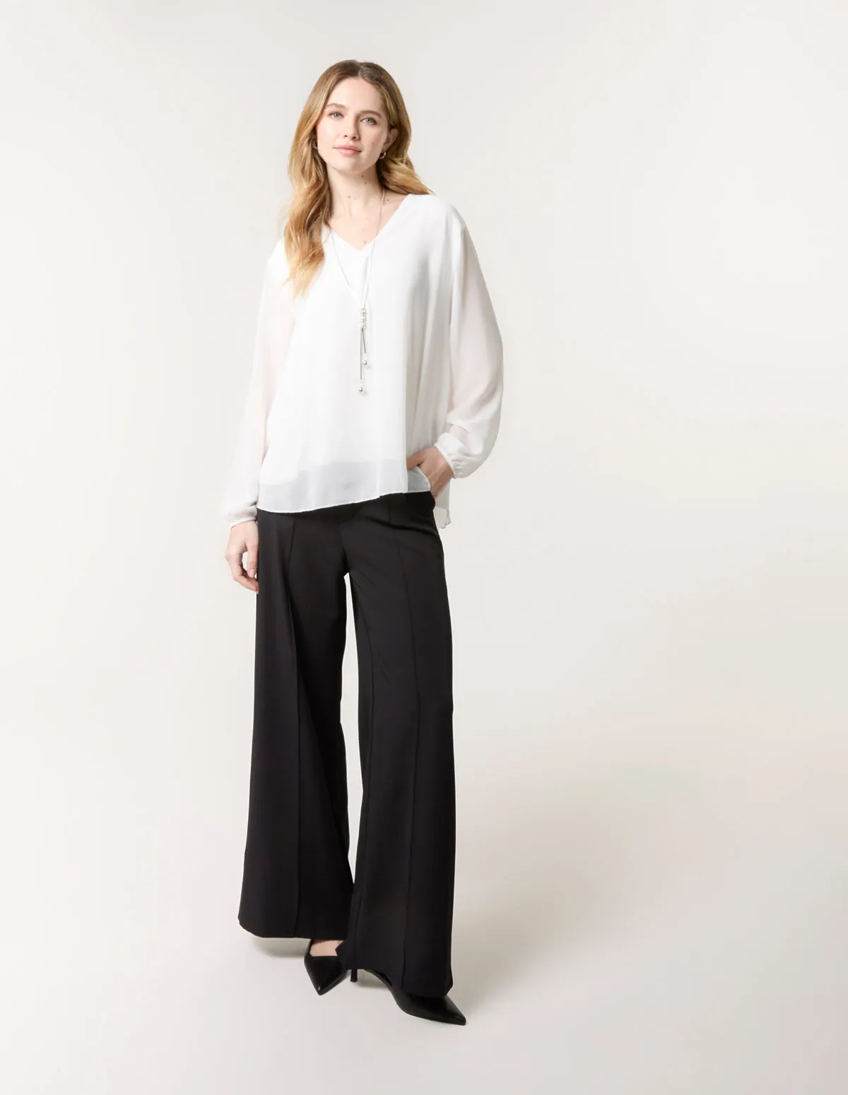 Chiffon V Neck Blouse sold by Blue Vanilla product image thumbnail 2