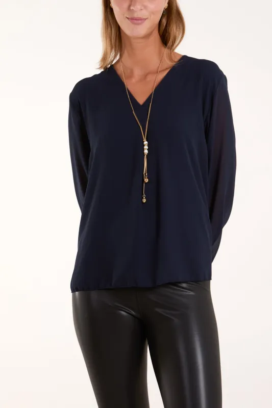 Chiffon V Neck Blouse sold by Blue Vanilla