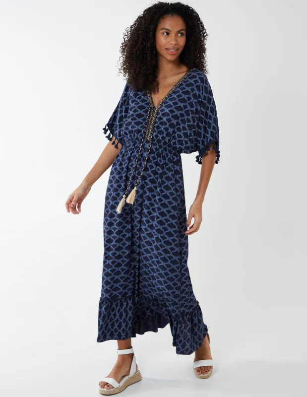 Tassel Detail Frill Hem Dress sold by Blue Vanilla