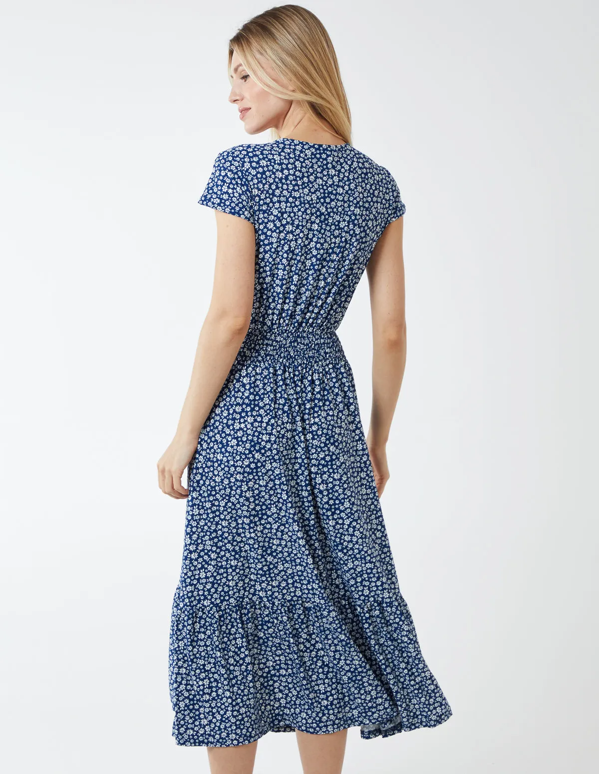 Floral Button Trough Midi Dress sold by Blue Vanilla product image thumbnail 5
