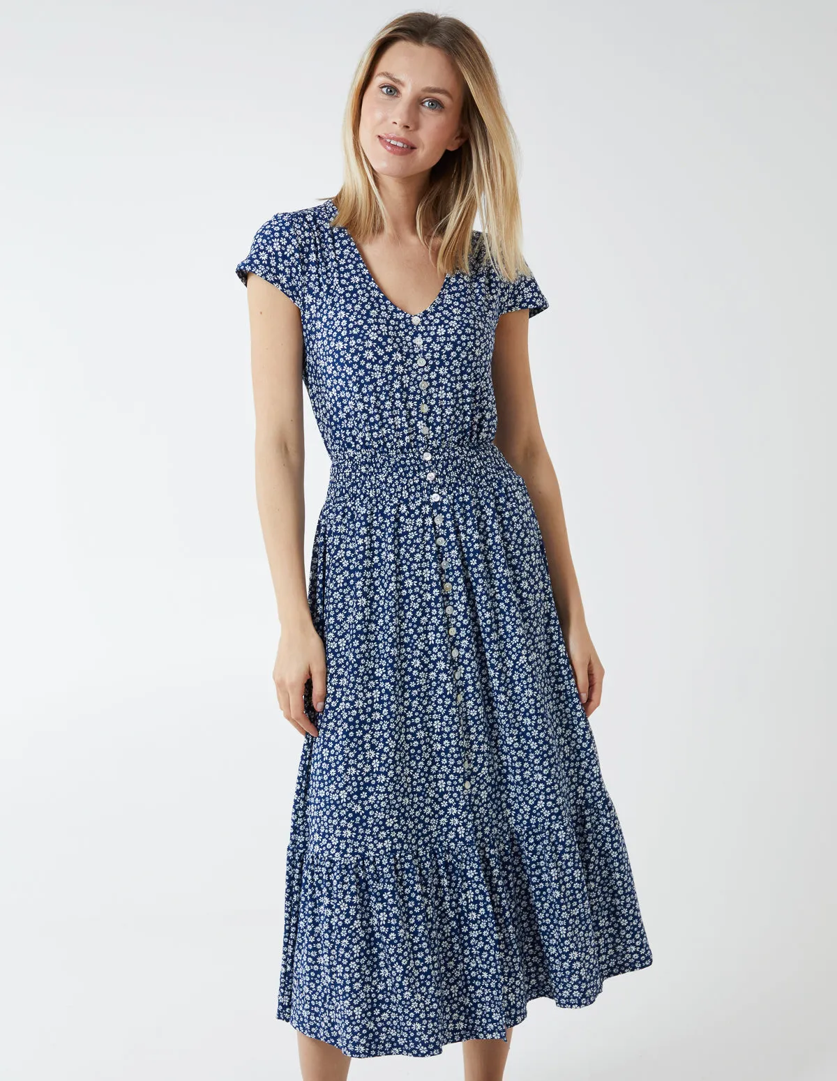Floral Button Trough Midi Dress sold by Blue Vanilla product image thumbnail 2