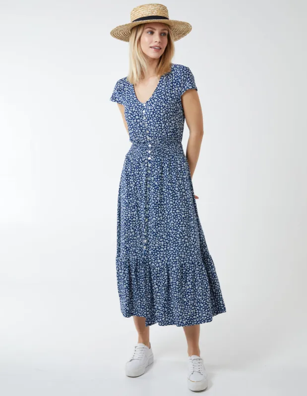 Floral Button Trough Midi Dress sold by Blue Vanilla