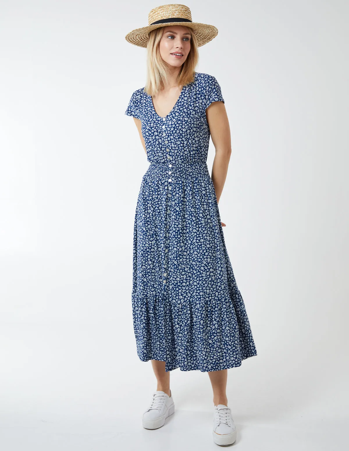Floral Button Trough Midi Dress sold by Blue Vanilla