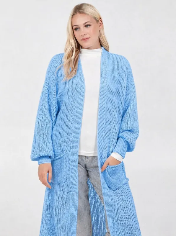 Longline Double Pocket Knitted Cardigan sold by Blue Vanilla