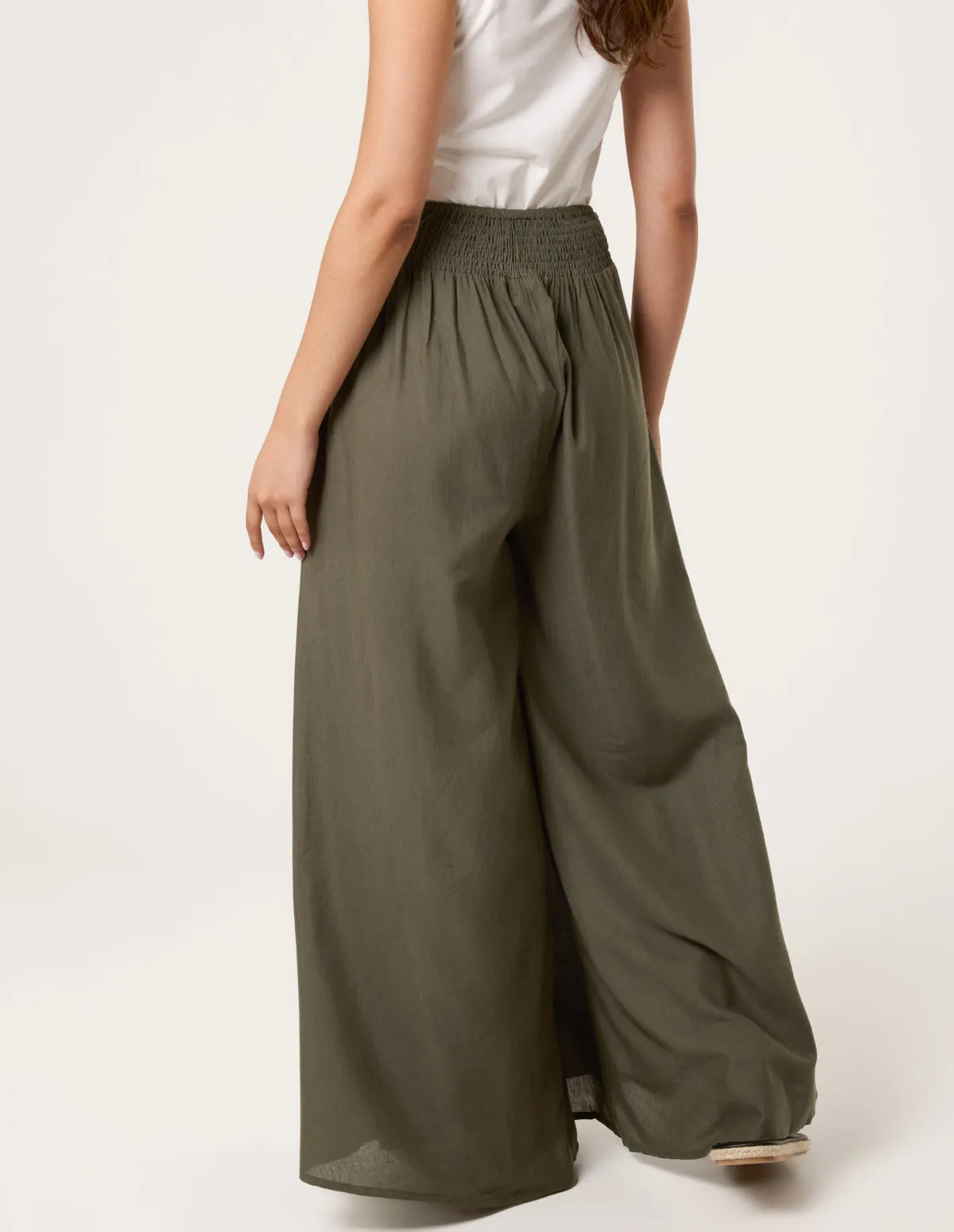 Wide Leg Embellished Linen Trousers sold by Blue Vanilla product image thumbnail 5