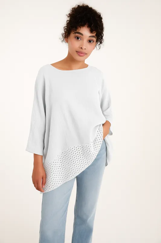 Eyelet Scoop Neck Crochet Detailed Top sold by Blue Vanilla
