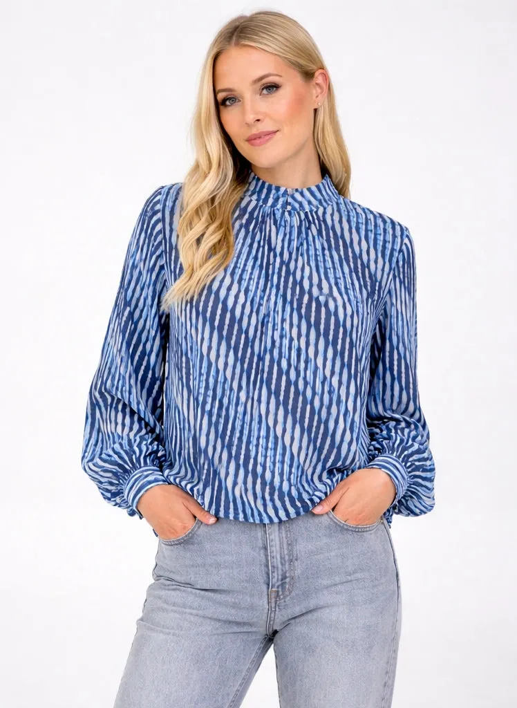 Printed High Neck Puffball Blouse sold by Blue Vanilla product image thumbnail 3