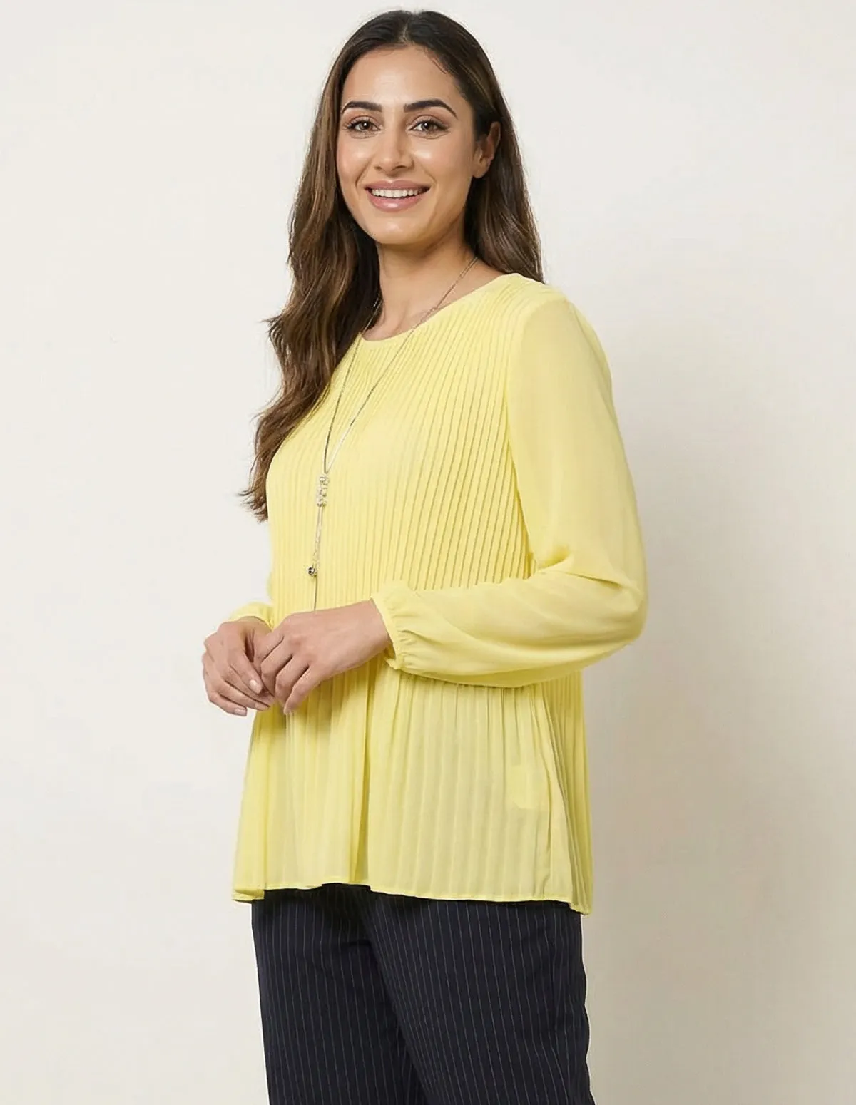 Long Sleeve Pleated Top sold by Blue Vanilla