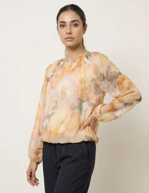 Floral Print Mesh Blouse sold by Blue Vanilla