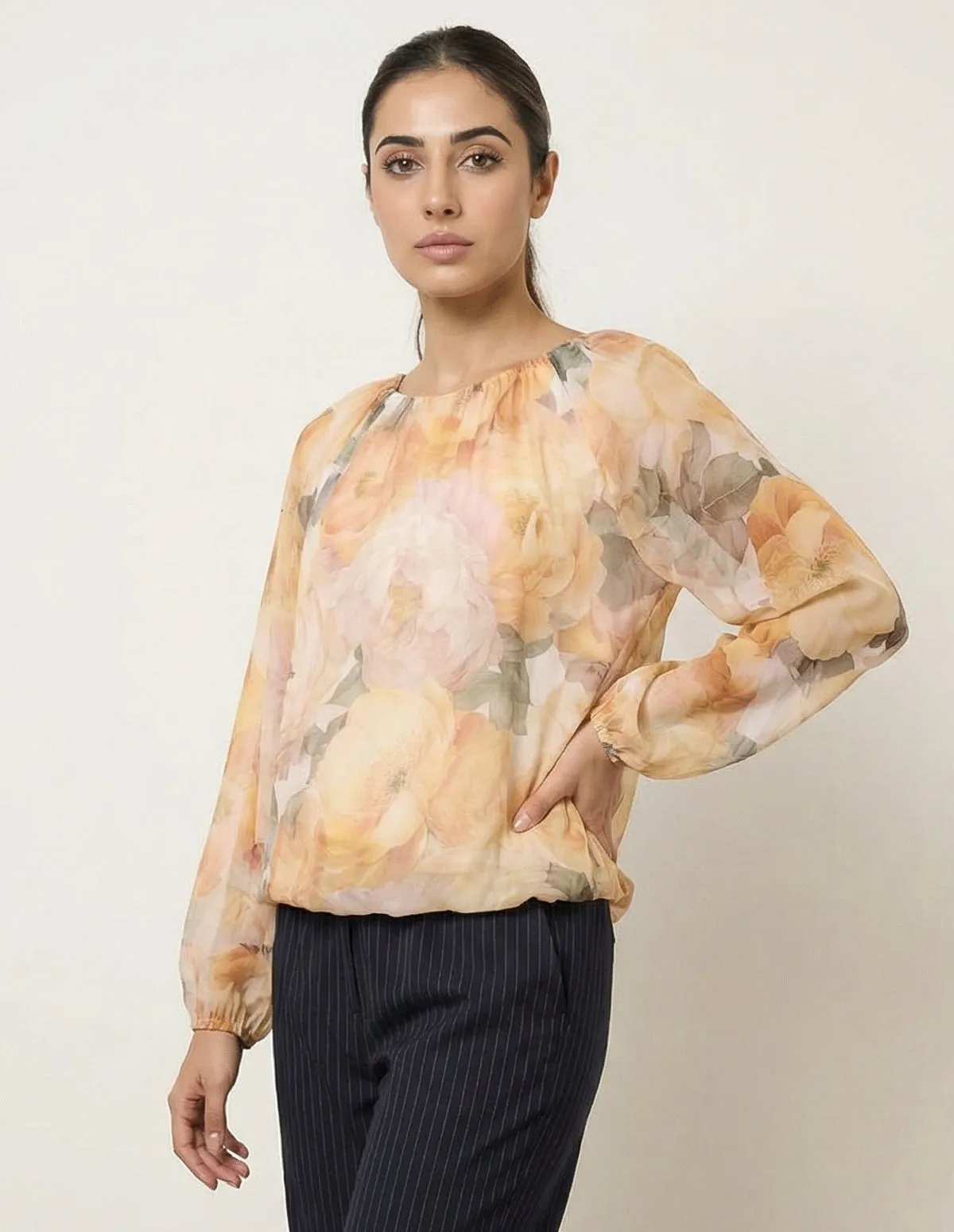 Floral Print Mesh Blouse sold by Blue Vanilla