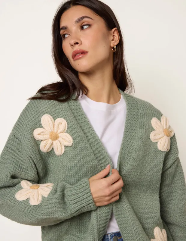 Daisy Large Flower Cardigan sold by Blue Vanilla