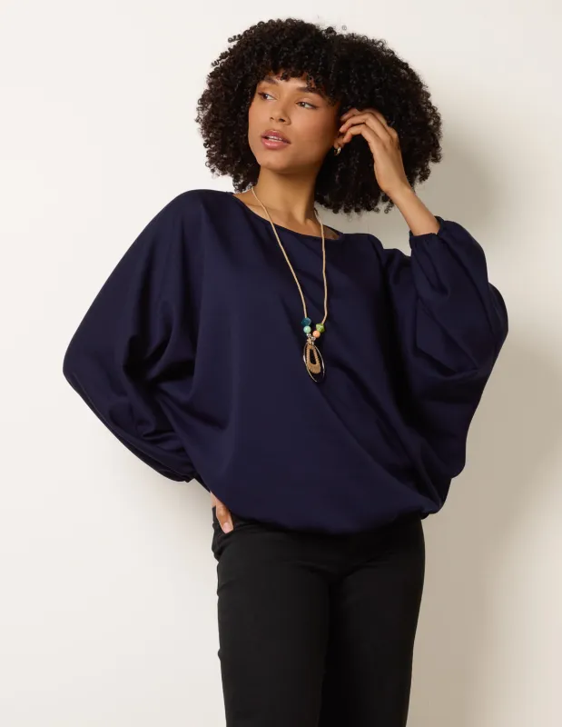 Round Neck Elasticated Hem And Sleeve Top sold by Blue Vanilla