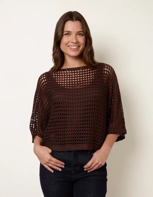 Round Neck Net Top sold by Blue Vanilla