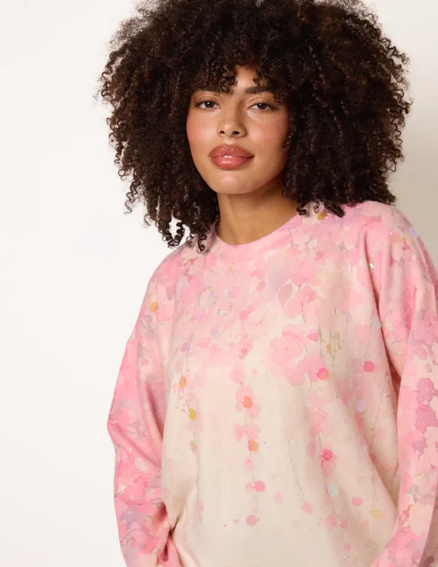 Floral Printed Jumper with Disc Sequin Detailing sold by Blue Vanilla