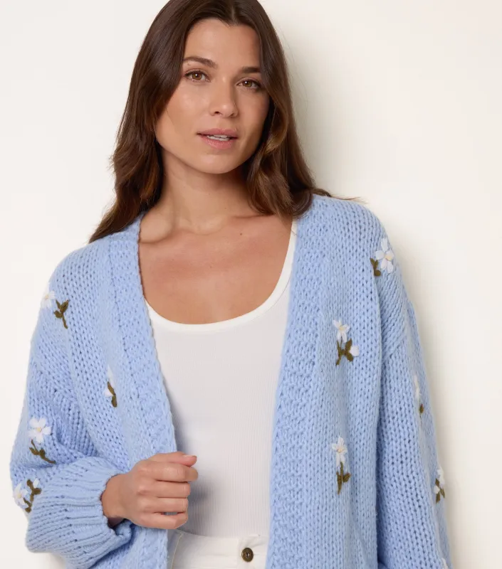 Flower Embroidery Detailed Cardigan sold by Blue Vanilla