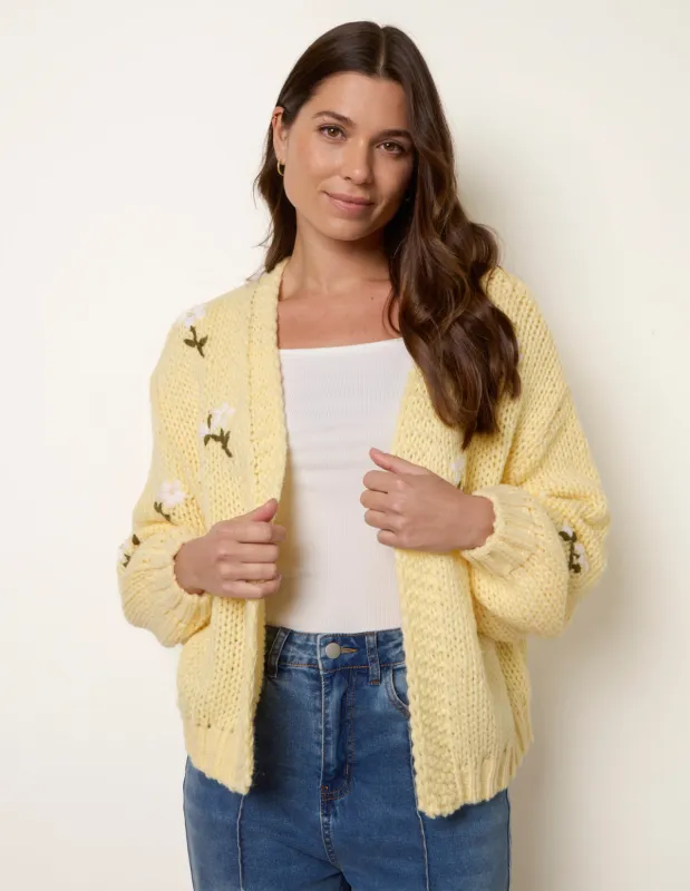 Flower Embroidery Detailed Cardigan sold by Blue Vanilla