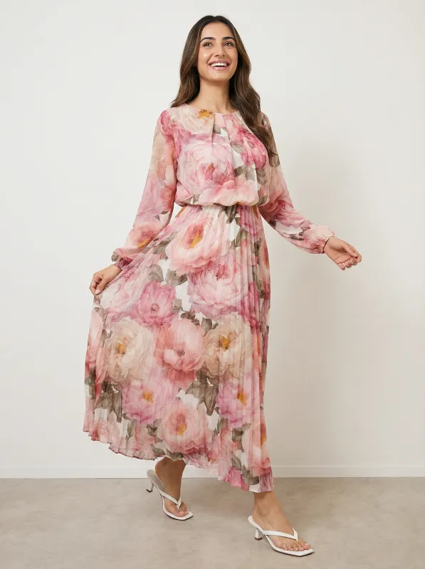 Pleated Floral Dress made by Blue Vanilla