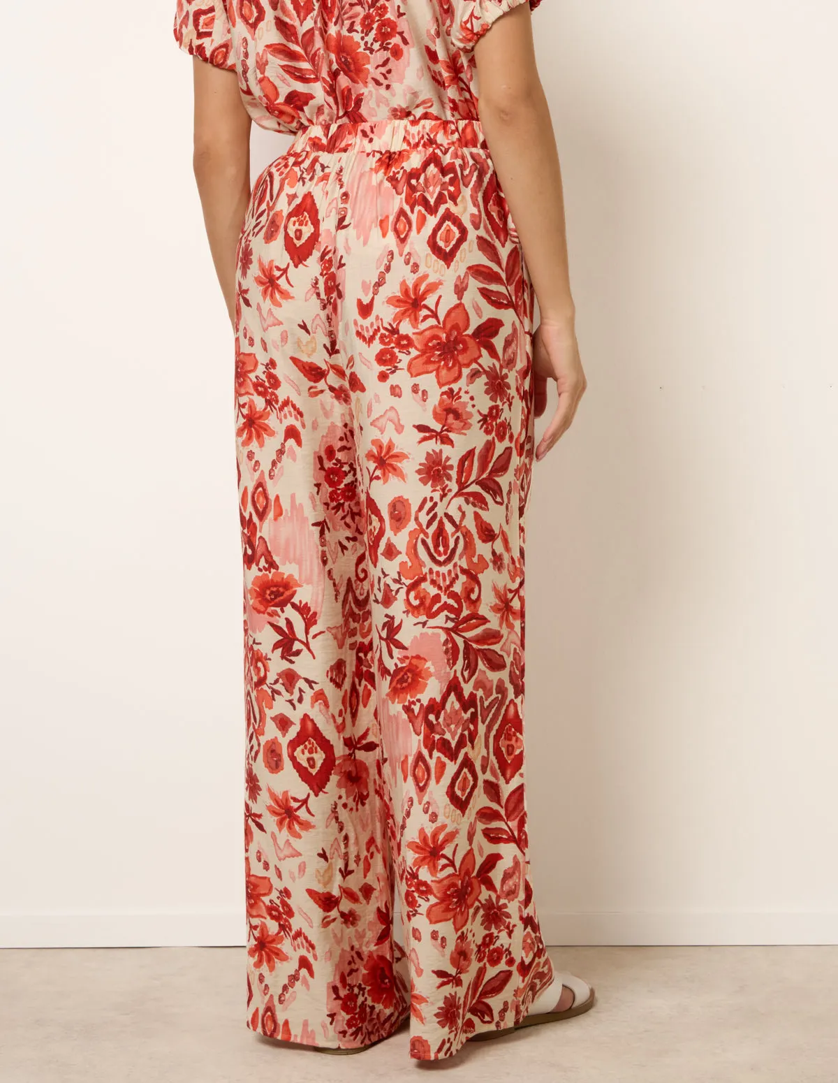 Watercolour Floral Printed Wide Leg Trousers sold by Blue Vanilla product image thumbnail 4