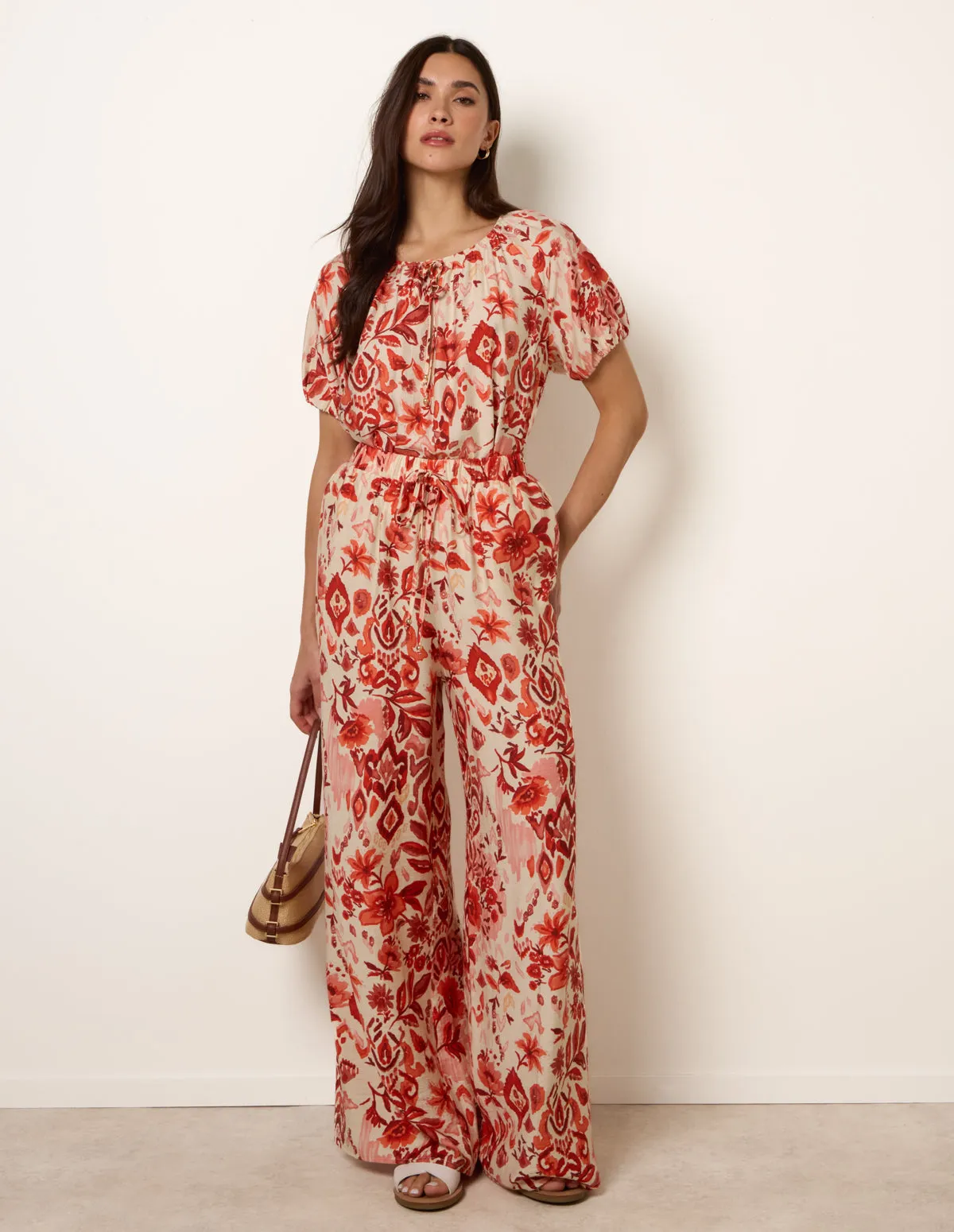 Watercolour Floral Printed Wide Leg Trousers sold by Blue Vanilla