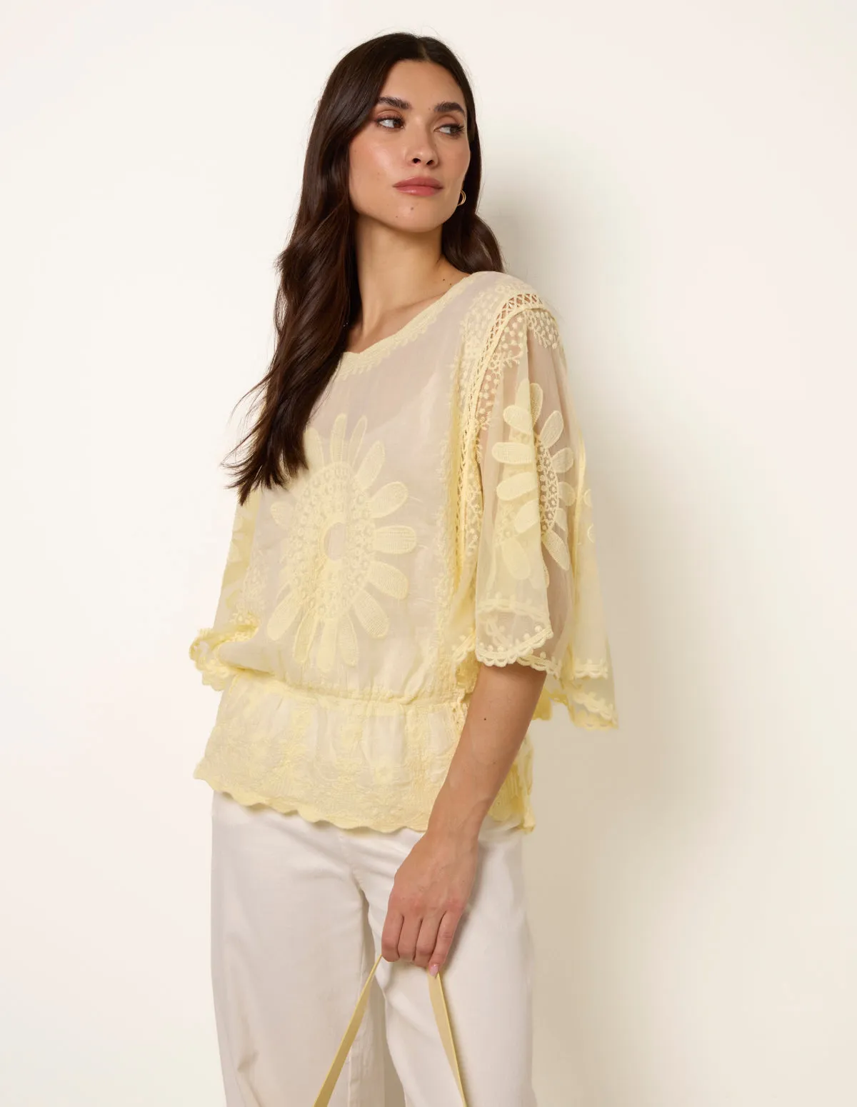 Sun Flower Lace Sleeve Blouse sold by Blue Vanilla product image thumbnail 2