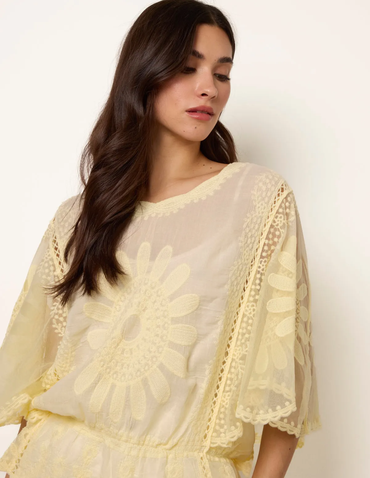 Sun Flower Lace Sleeve Blouse sold by Blue Vanilla product image thumbnail 3