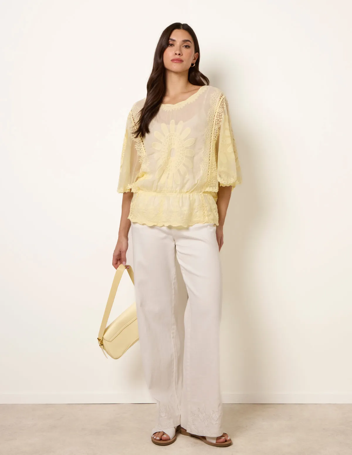 Sun Flower Lace Sleeve Blouse sold by Blue Vanilla