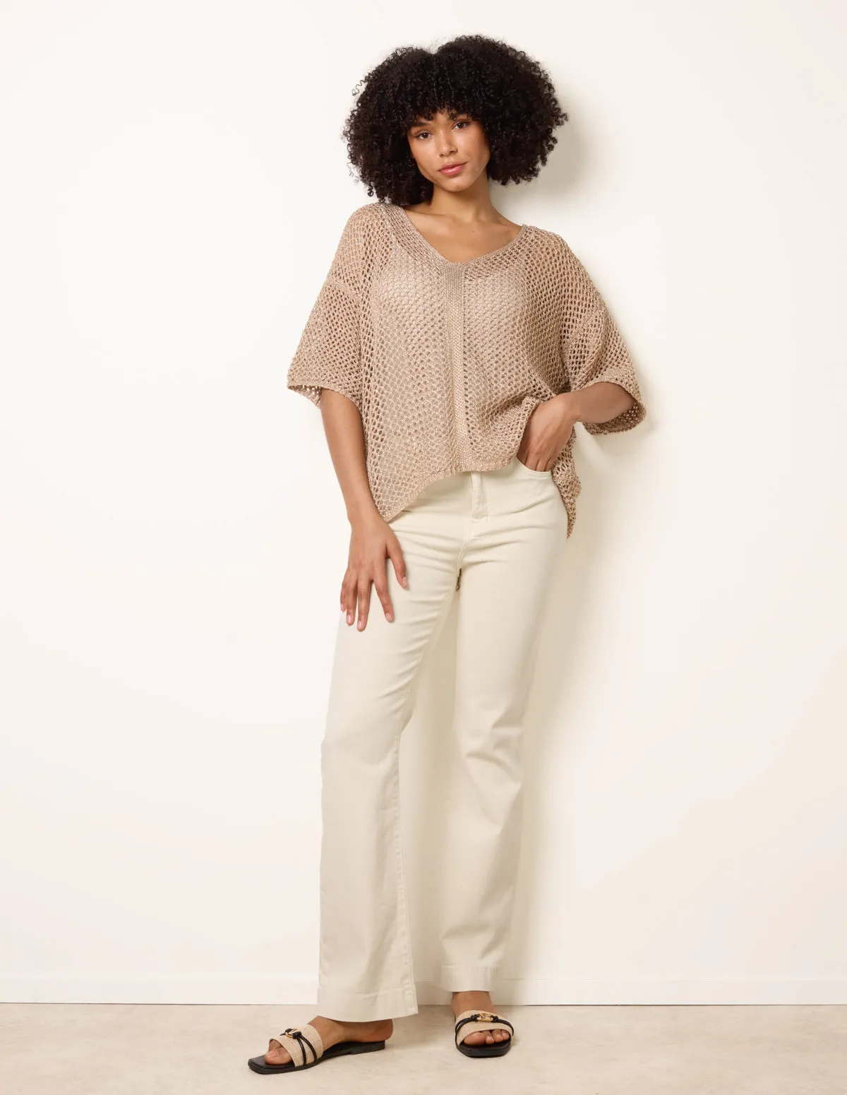 Mesh Knitted Top With Short Sleeves sold by Blue Vanilla product image thumbnail 2