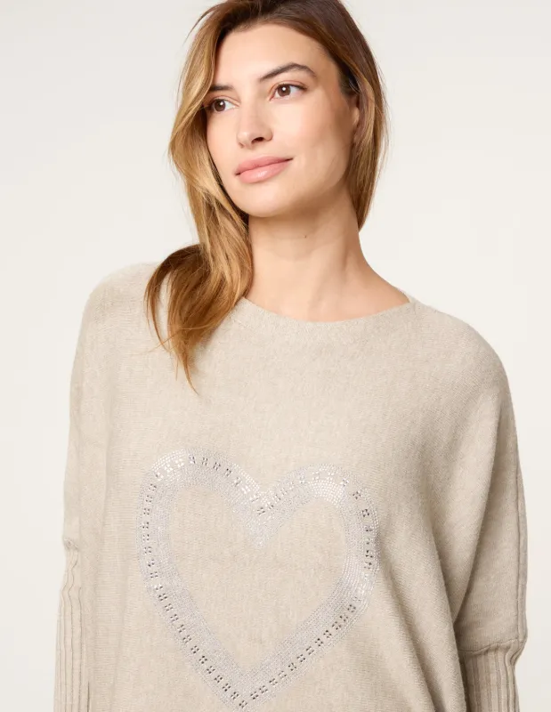 Heart Diamante Oversized Jumper made by Blue Vanilla