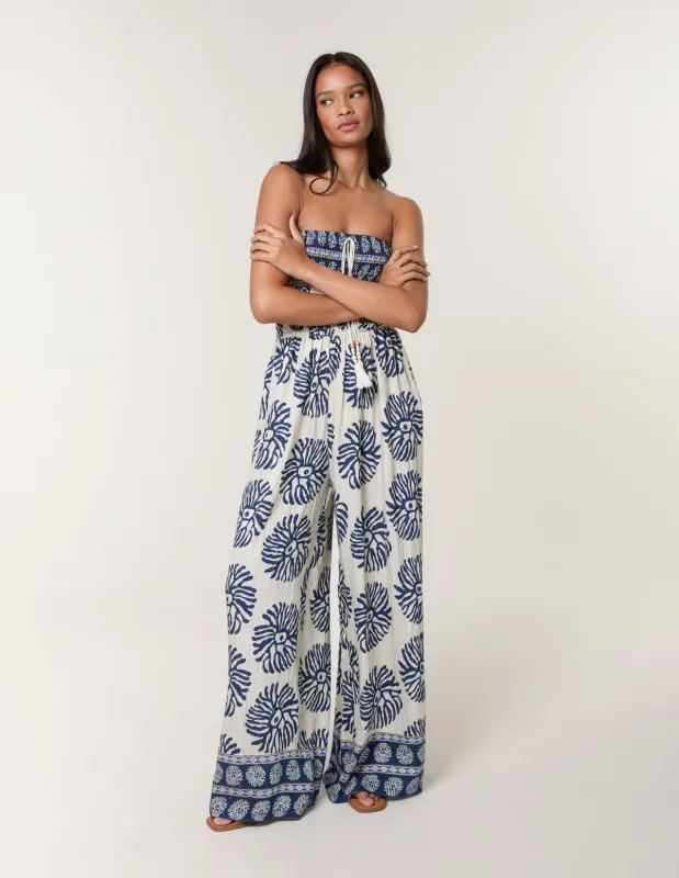 Strapless Elasticated Printed Jumpsuit sold by Blue Vanilla