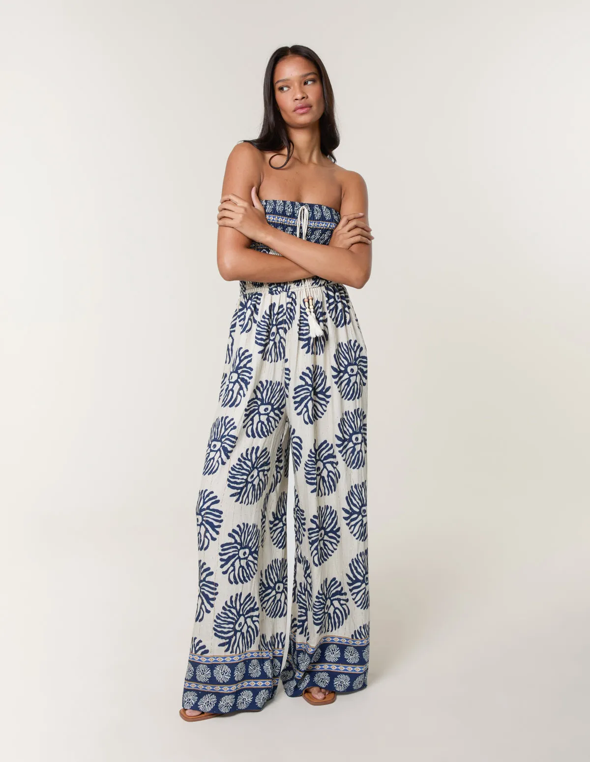 Strapless Elasticated Printed Jumpsuit sold by Blue Vanilla