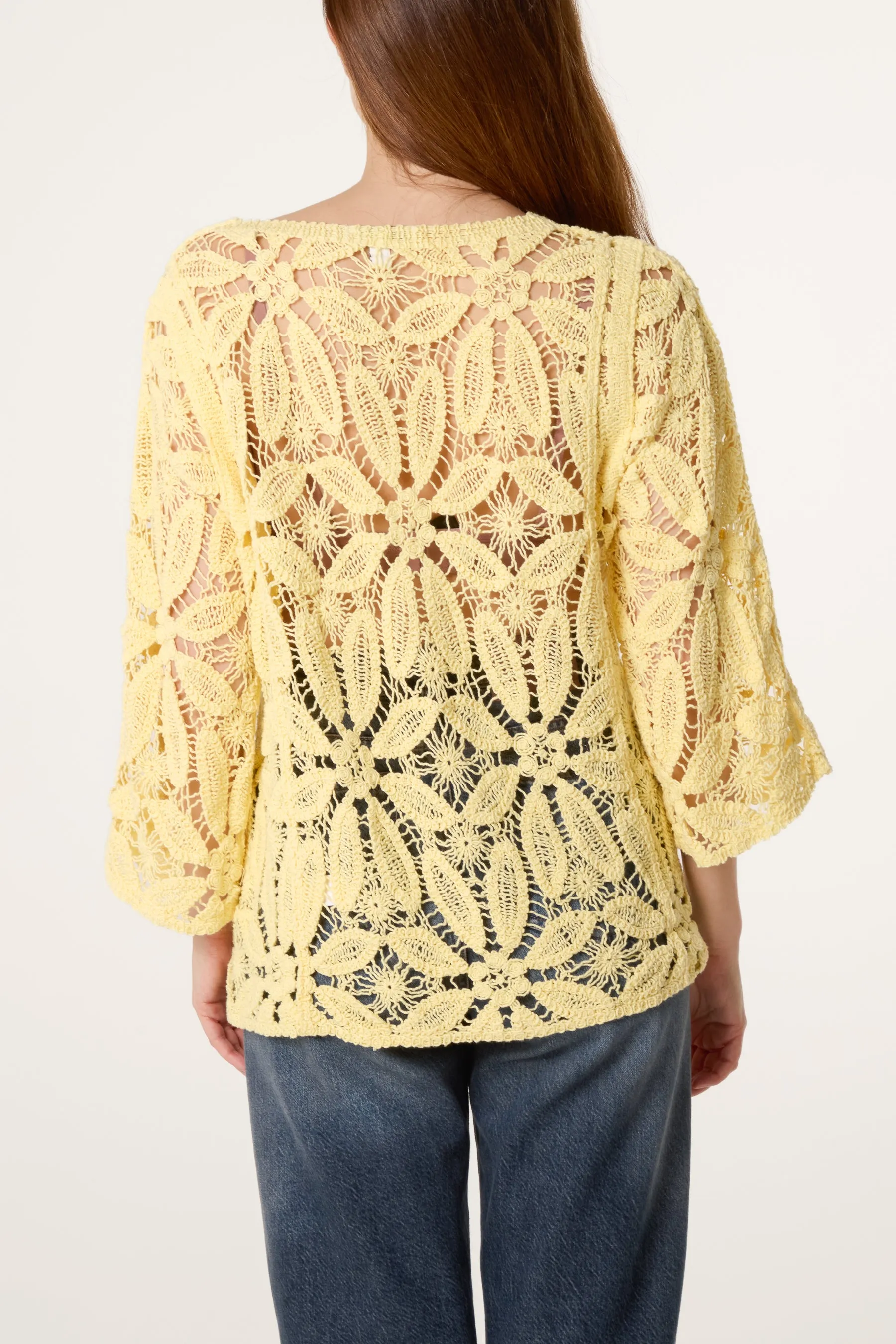 Flower Crochet Long Sleeve Top sold by Blue Vanilla product image thumbnail 3