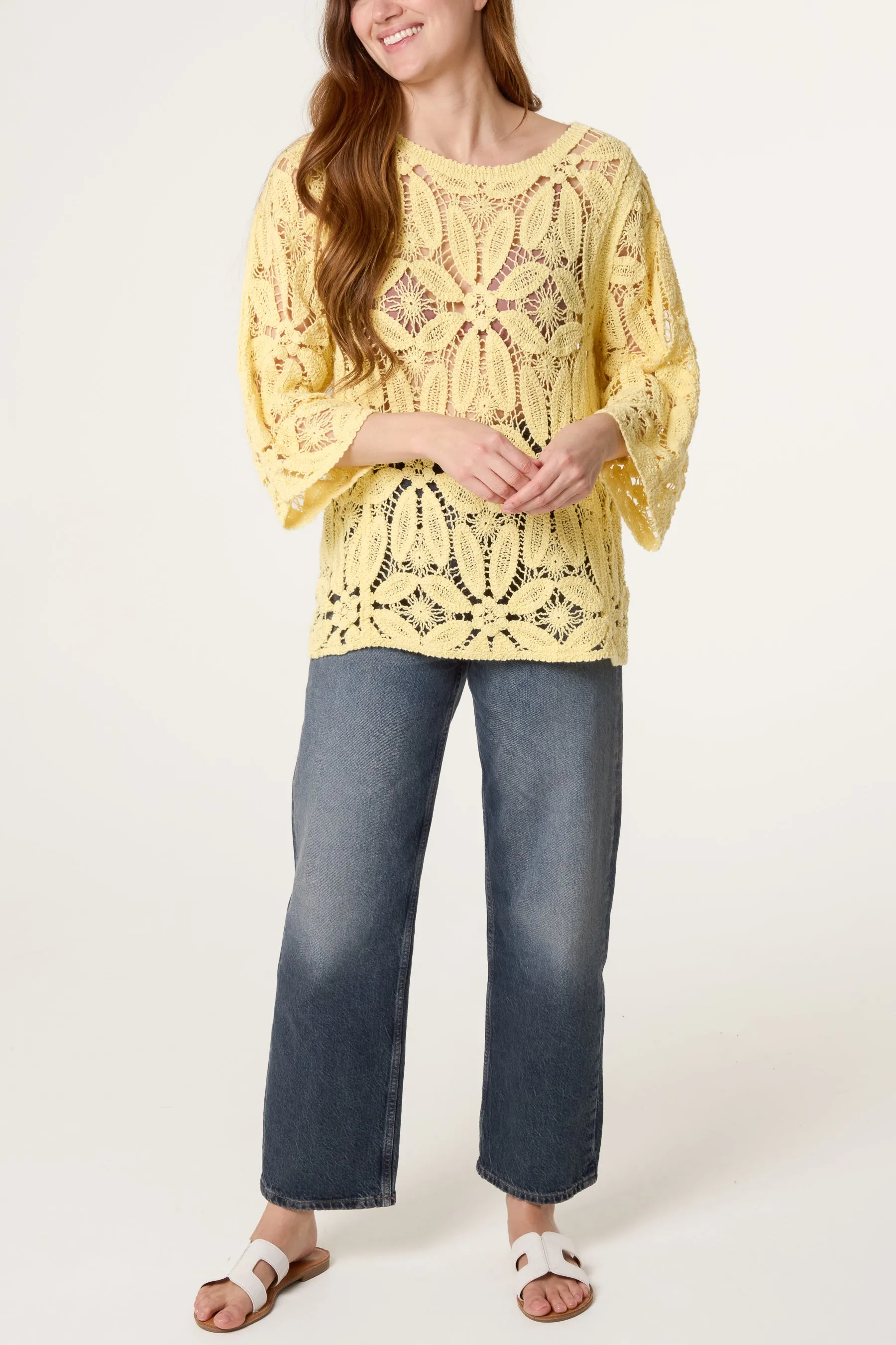 Flower Crochet Long Sleeve Top sold by Blue Vanilla product image thumbnail 2