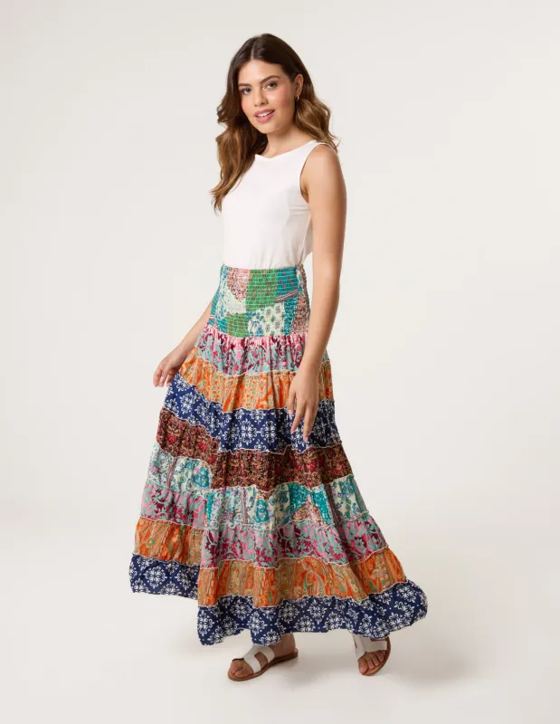 Multi Print Midi Skirt made by Blue Vanilla